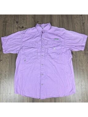Columbia Mens Small PFG Tamiami II Purple Fishing Shirt Omni-Shade